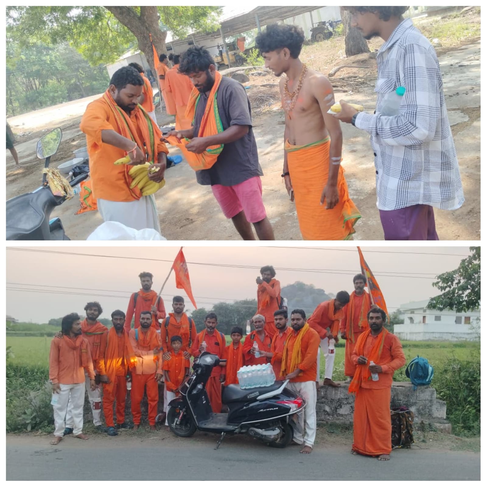 పాదయాత్ర చేస్తున్న హనుమాన్ దీక్ష పరులకు ఐదురోజులుగా వాటర్ పండ్లు మజ్జిగ పంపిణి చేసిన